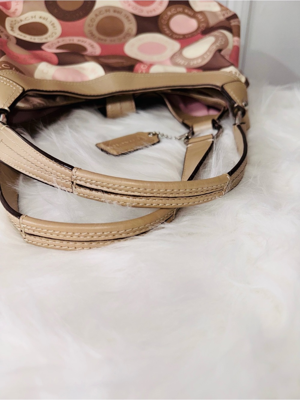Coach Pink Brown Circle Logo Print Hobo Shoulder Bag Y2K - Picture 7 of 10